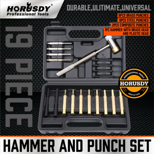 19pc Hammer & Punch Set Brass Steel Plastic Punches Gunsmithing Maintenance Case