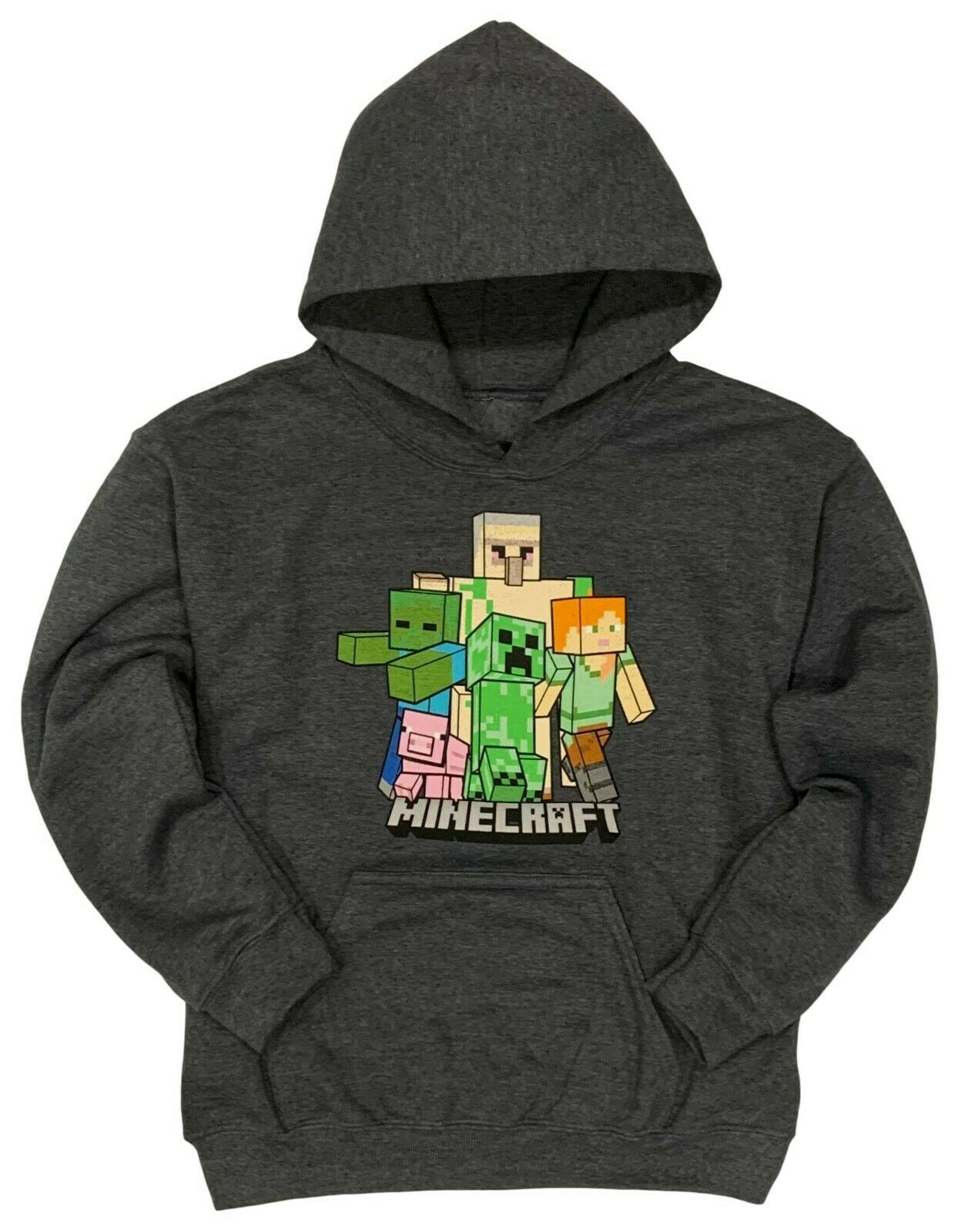 Minecraft Boys' Bobble Mobbin Pullover Hoodie With Kangaroo Pockets Sizes Xs-xl